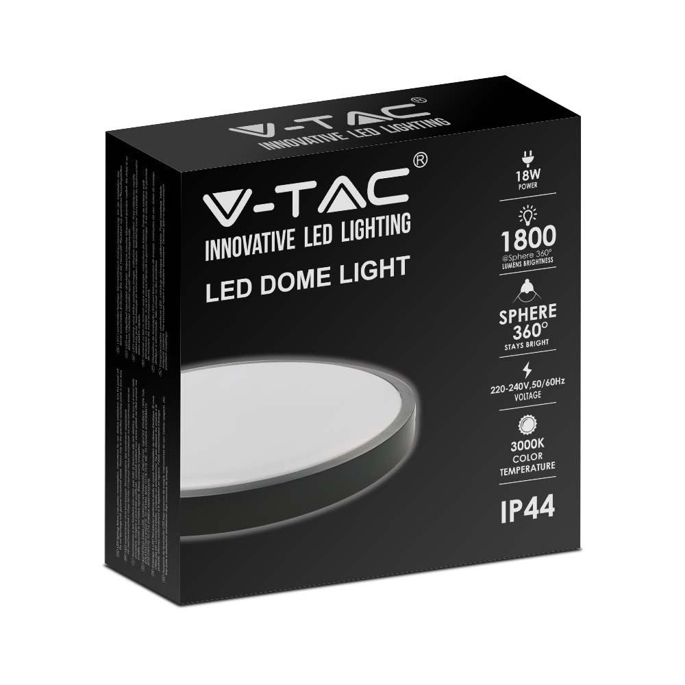 18W Plafon LED / Średnica: 225mm / Barwa:4000K / Klosz: Okrągły mleczny czarna ramka / IP44