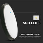 18W Plafon LED / Średnica: 225mm / Barwa:3000K / Klosz: Okrągły mleczny czarna ramka / IP44