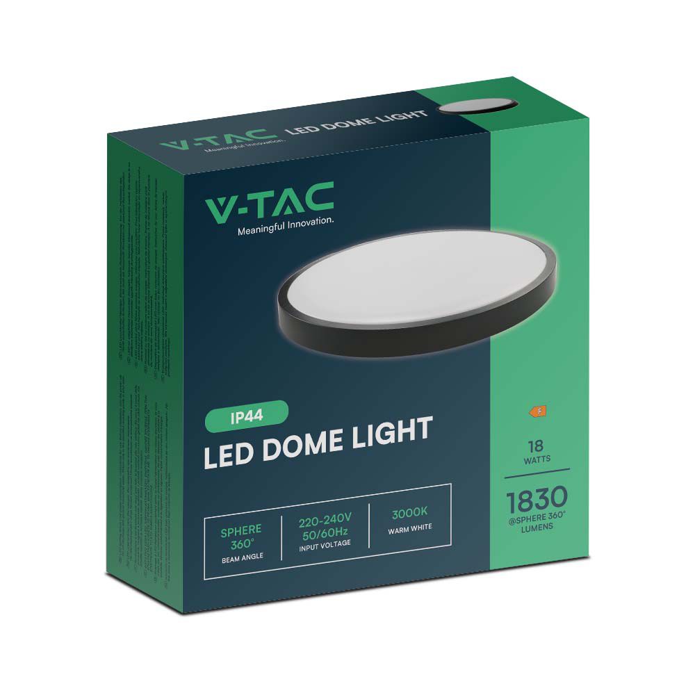 18W Plafon LED / Średnica: 225mm / Barwa:3000K / Klosz: Okrągły mleczny czarna ramka / IP44
