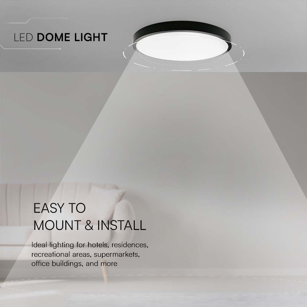 18W Plafon LED / Średnica: 225mm / Barwa:3000K / Klosz: Okrągły mleczny czarna ramka / IP44