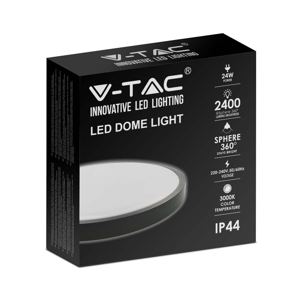 24W Plafon LED / Średnica: 295mm / Barwa:3000K / Klosz: Okrągły mleczny czarna ramka / IP44