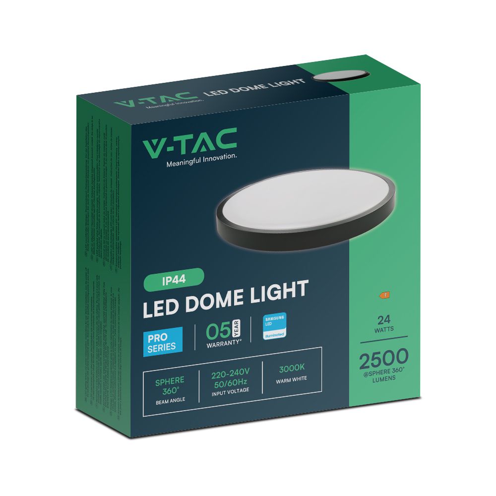24W Plafon LED / SAMSUNG / Średnica: 295mm / Barwa:6500K / Klosz: Okrągły mleczny czarna ramka / IP44