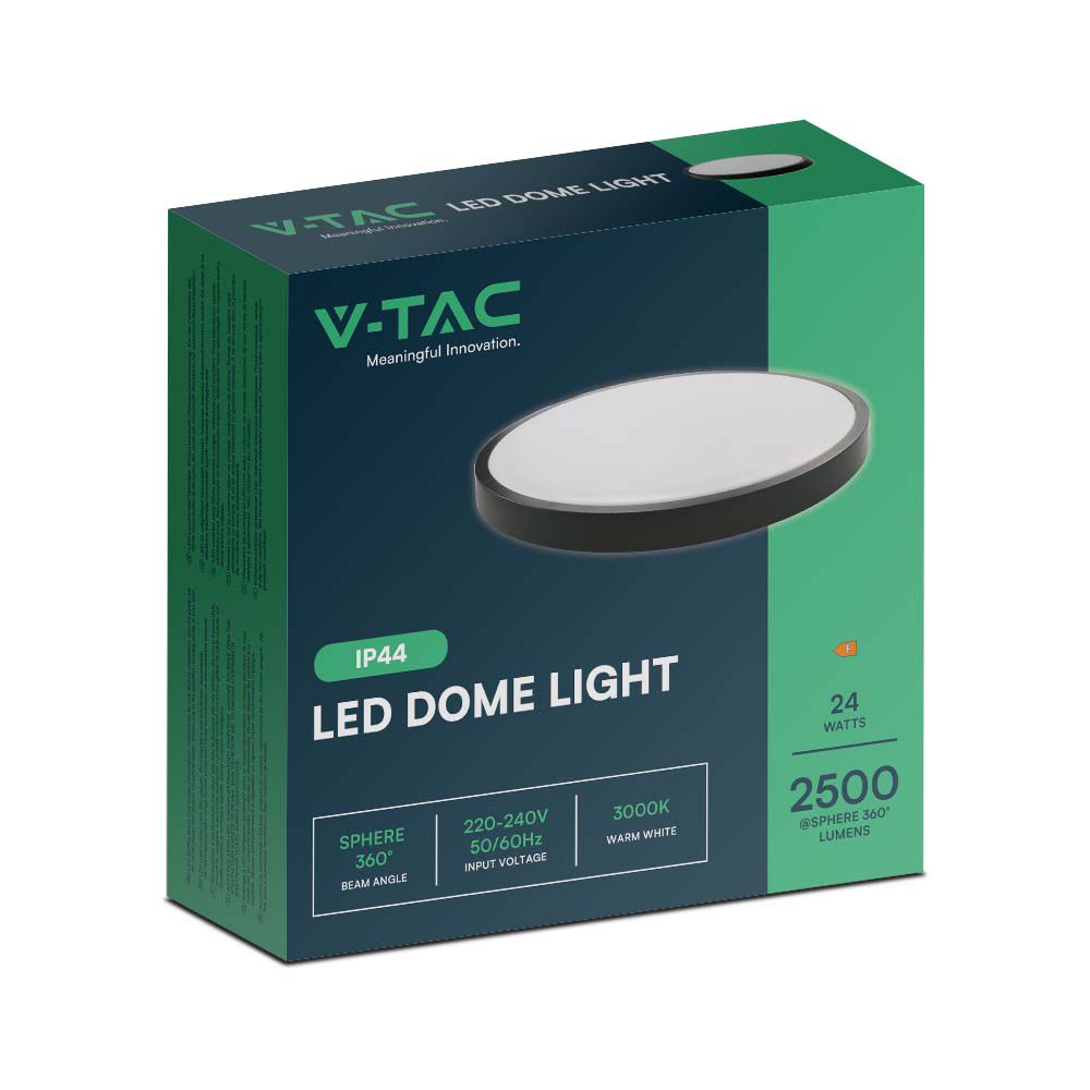 24W Plafon LED / Średnica: 295mm / Barwa:3000K / Klosz: Okrągły mleczny czarna ramka / IP44