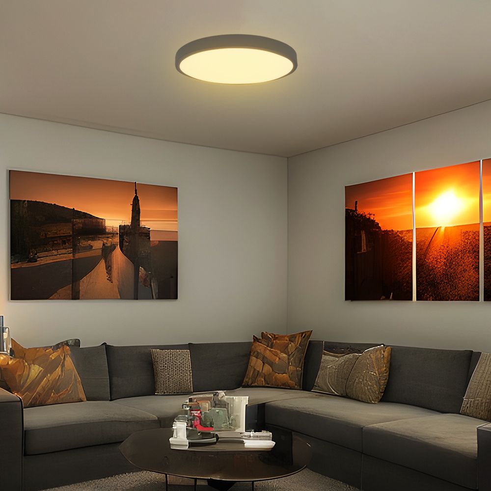 36W Plafon LED / SAMSUNG / Średnica: 350mm / Barwa:3000K / Klosz: Okrągły mleczny czarna ramka / IP44