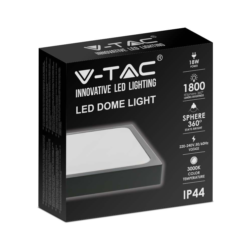 18W Plafon LED / Średnica: 225mm / Barwa:4000K / Klosz: Kwadratowy mleczny czarna ramka / IP44
