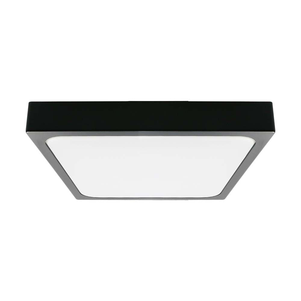 18W Plafon LED / Średnica: 225mm / Barwa:3000K / Klosz: Kwadratowy mleczny czarna ramka / IP44
