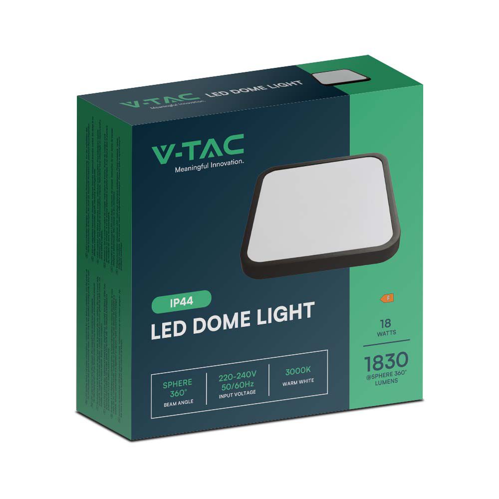 18W Plafon LED / Średnica: 225mm / Barwa:4000K / Klosz: Kwadratowy mleczny czarna ramka / IP44