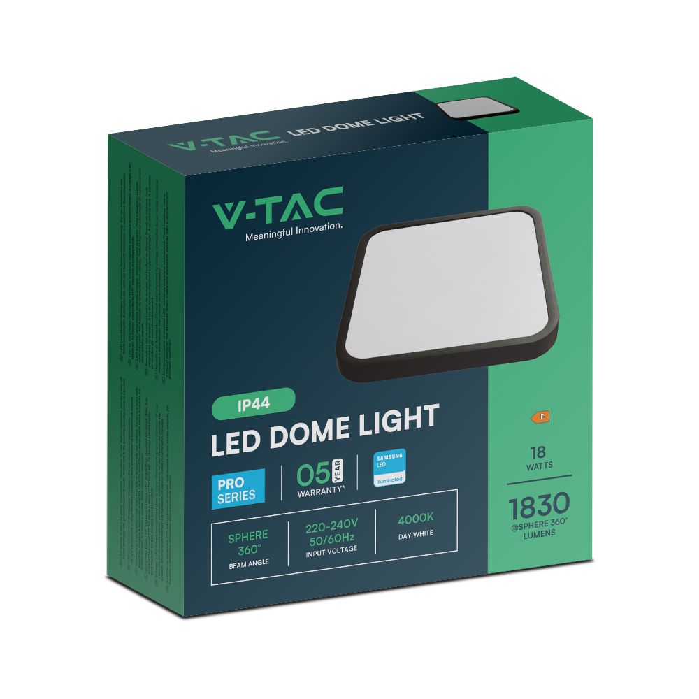 18W Plafon LED / SAMSUNG / Średnica: 225mm / Barwa:4000K / Klosz: Kwadratowy mleczny czarna ramka / IP44