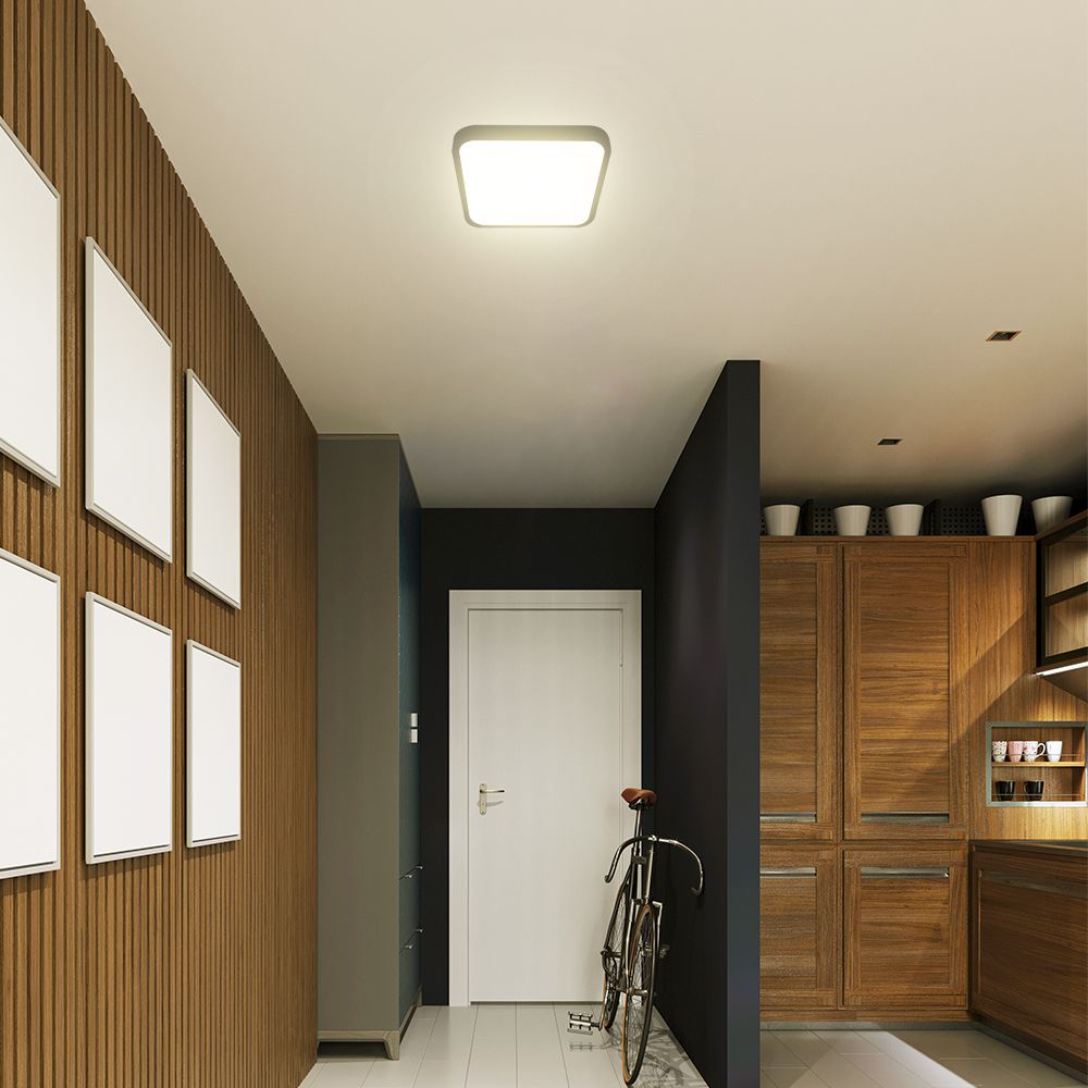 18W Plafon LED / SAMSUNG / Średnica: 225mm / Barwa:6500K / Klosz: Kwadratowy mleczny czarna ramka / IP44
