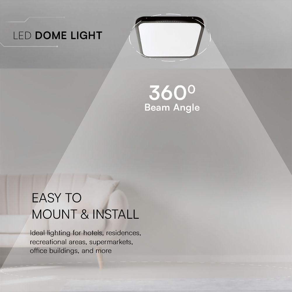 18W Plafon LED / SAMSUNG / Średnica: 225mm / Barwa:3000K / Klosz: Kwadratowy mleczny czarna ramka / IP44