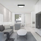24W Plafon LED / Średnica: 295mm / Barwa:3000K / Klosz: Kwadratowy mleczny czarna ramka / IP44
