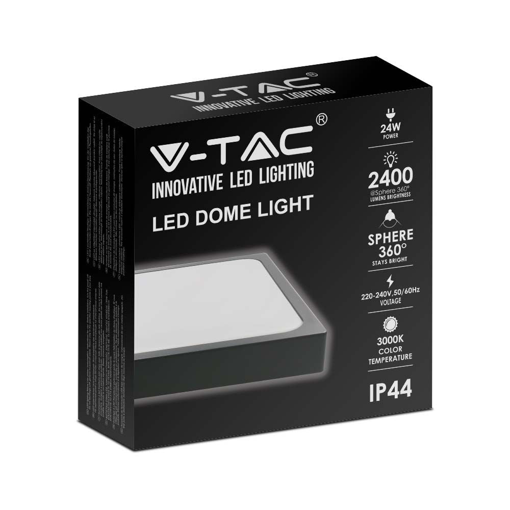 24W Plafon LED / Średnica: 295mm / Barwa:3000K / Klosz: Kwadratowy mleczny czarna ramka / IP44