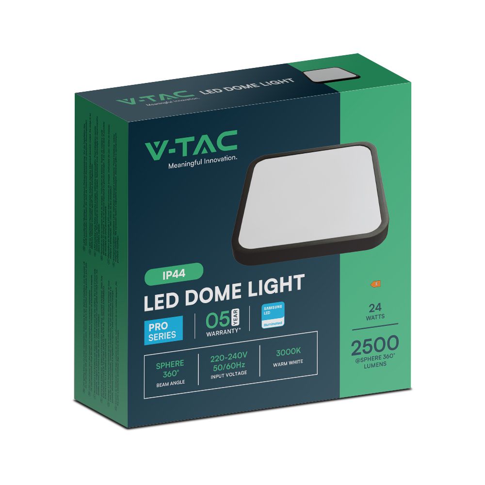 24W Plafon LED / SAMSUNG / Średnica: 295mm / Barwa:4000K / Klosz: Kwadratowy mleczny czarna ramka / IP44