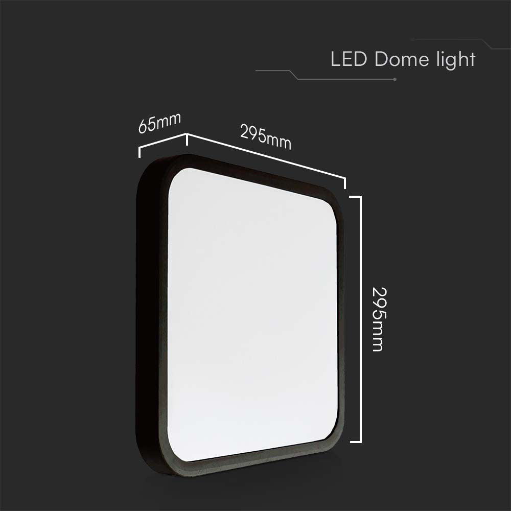 24W Plafon LED / SAMSUNG / Średnica: 295mm / Barwa:6500K / Klosz: Kwadratowy mleczny czarna ramka / IP44