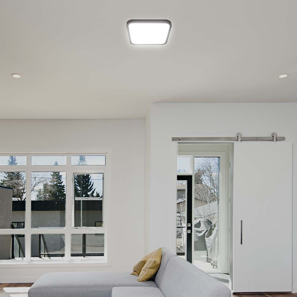 24W Plafon LED / Średnica: 295mm / Barwa:4000K / Klosz: Kwadratowy mleczny czarna ramka / IP44