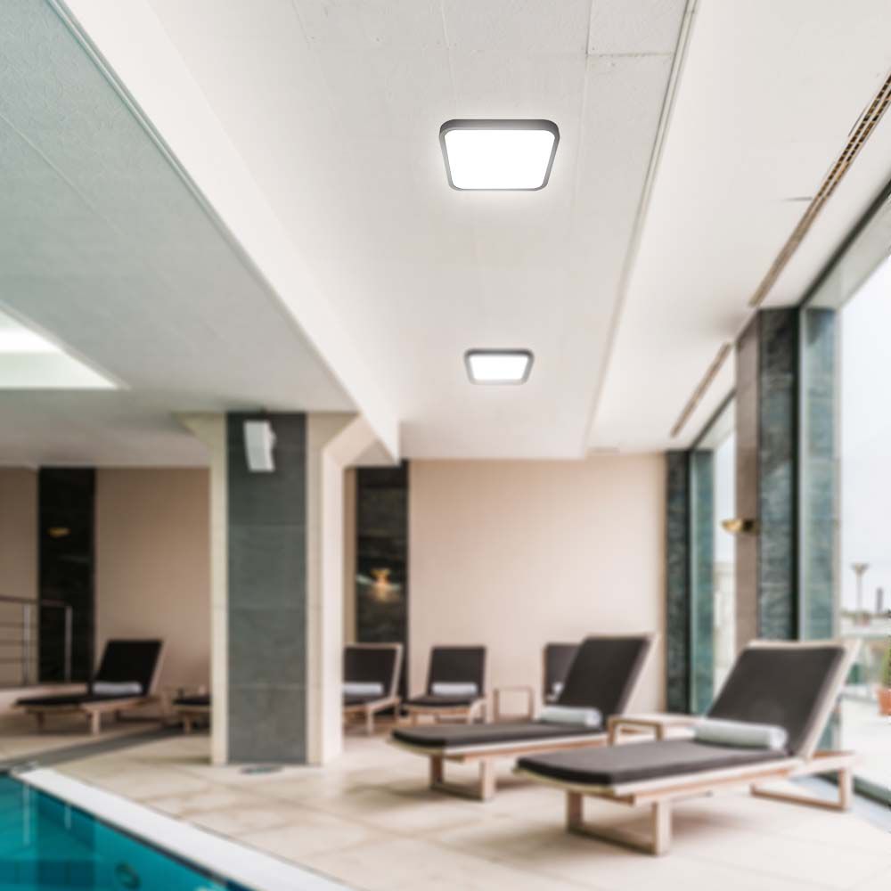 24W Plafon LED / Średnica: 295mm / Barwa:3000K / Klosz: Kwadratowy mleczny czarna ramka / IP44