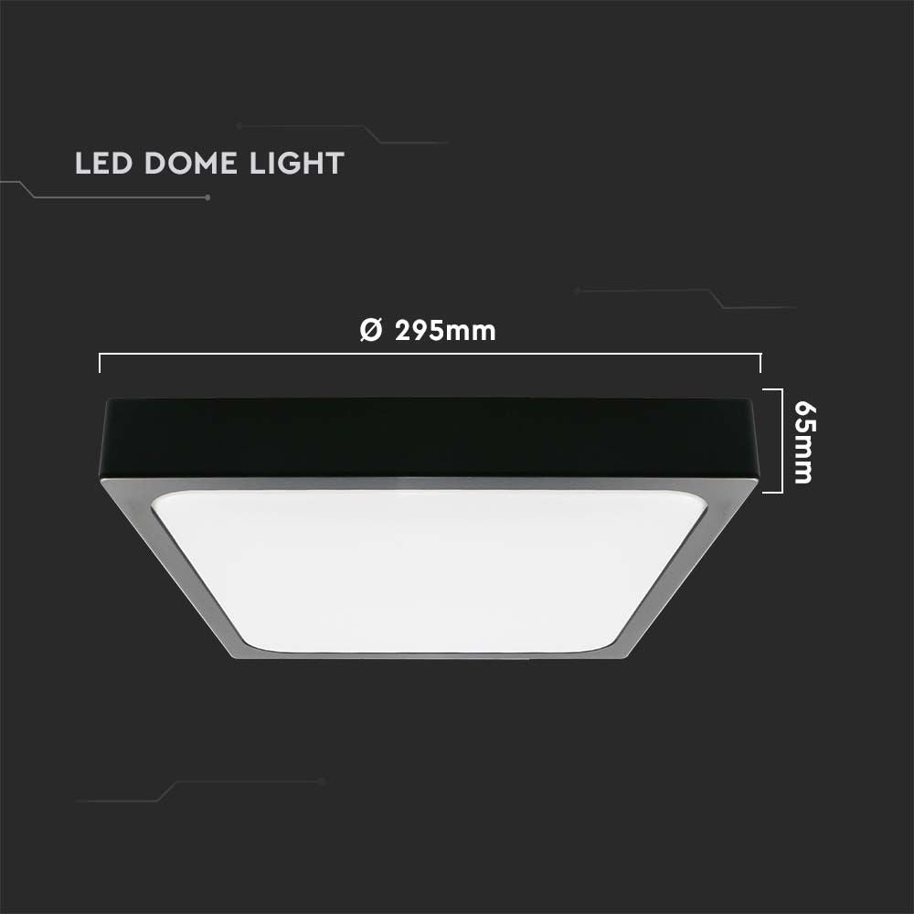 24W Plafon LED / Średnica: 295mm / Barwa:4000K / Klosz: Kwadratowy mleczny czarna ramka / IP44