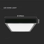 24W Plafon LED / Średnica: 295mm / Barwa:4000K / Klosz: Kwadratowy mleczny czarna ramka / IP44