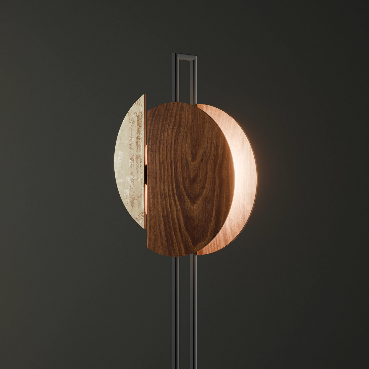 Nowodvorski Lampa podłogowa SUNSET 12W only LED 50/60Hz - Sklejka - Ciemne drewno 7647 - lampa włączona