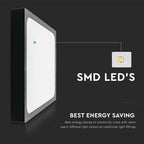 30W Plafon LED / Średnica: 420mm / Barwa:4000K / Klosz: Kwadratowy mleczny czarna ramka / IP44