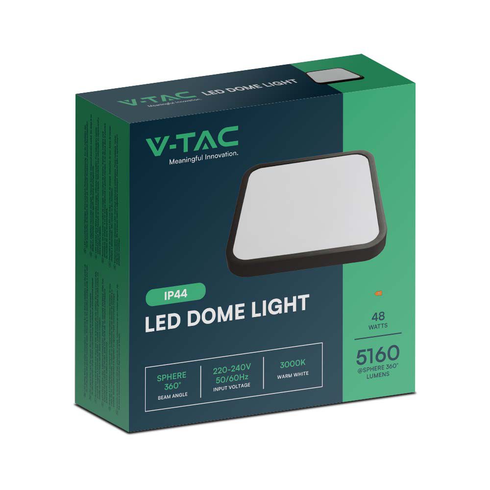 48W Plafon LED / Średnica: 420mm / Barwa:4000K / Klosz: Kwadratowy mleczny czarna ramka / IP44