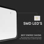 48W Plafon LED / Średnica: 420mm / Barwa:6500K / Klosz: Kwadratowy mleczny czarna ramka / IP44