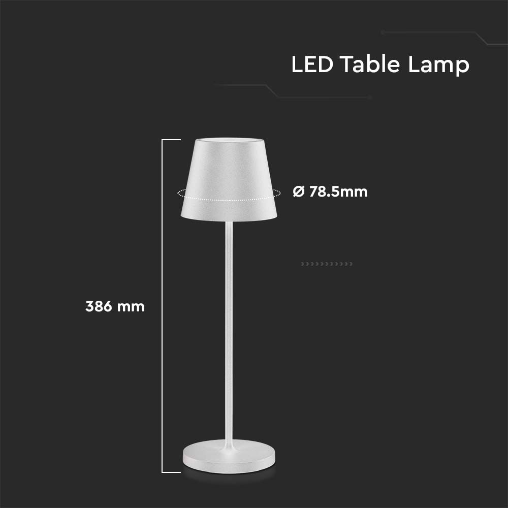 2W Lampka nocna LED zasilana bateryjnie / Ściemnianie przez dotyk / Barwa: 3000K / Obudowa: Biała