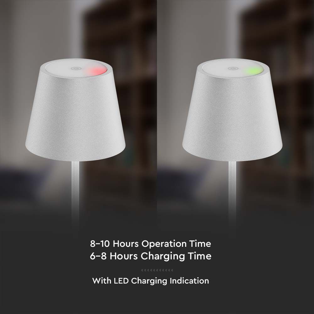 2W Lampka nocna LED zasilana bateryjnie / Ściemnianie przez dotyk / Barwa: 3000K / Obudowa: Biała
