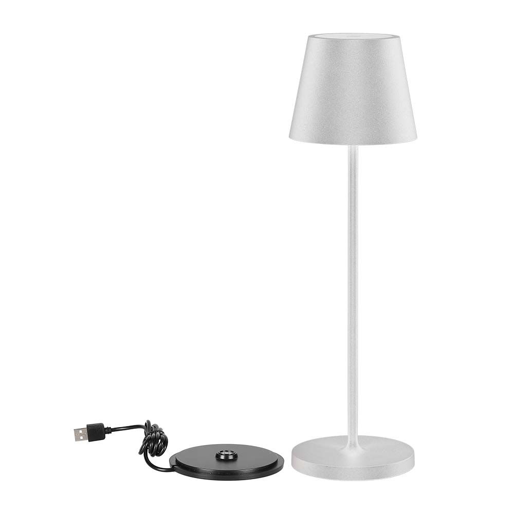 2W Lampka nocna LED zasilana bateryjnie / Ściemnianie przez dotyk / Barwa: 3000K / Obudowa: Biała