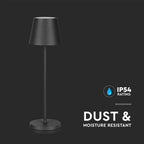2W Lampka nocna LED zasilana bateryjnie / Ściemnianie przez dotyk / Barwa: 3000K / Obudowa: Czarna