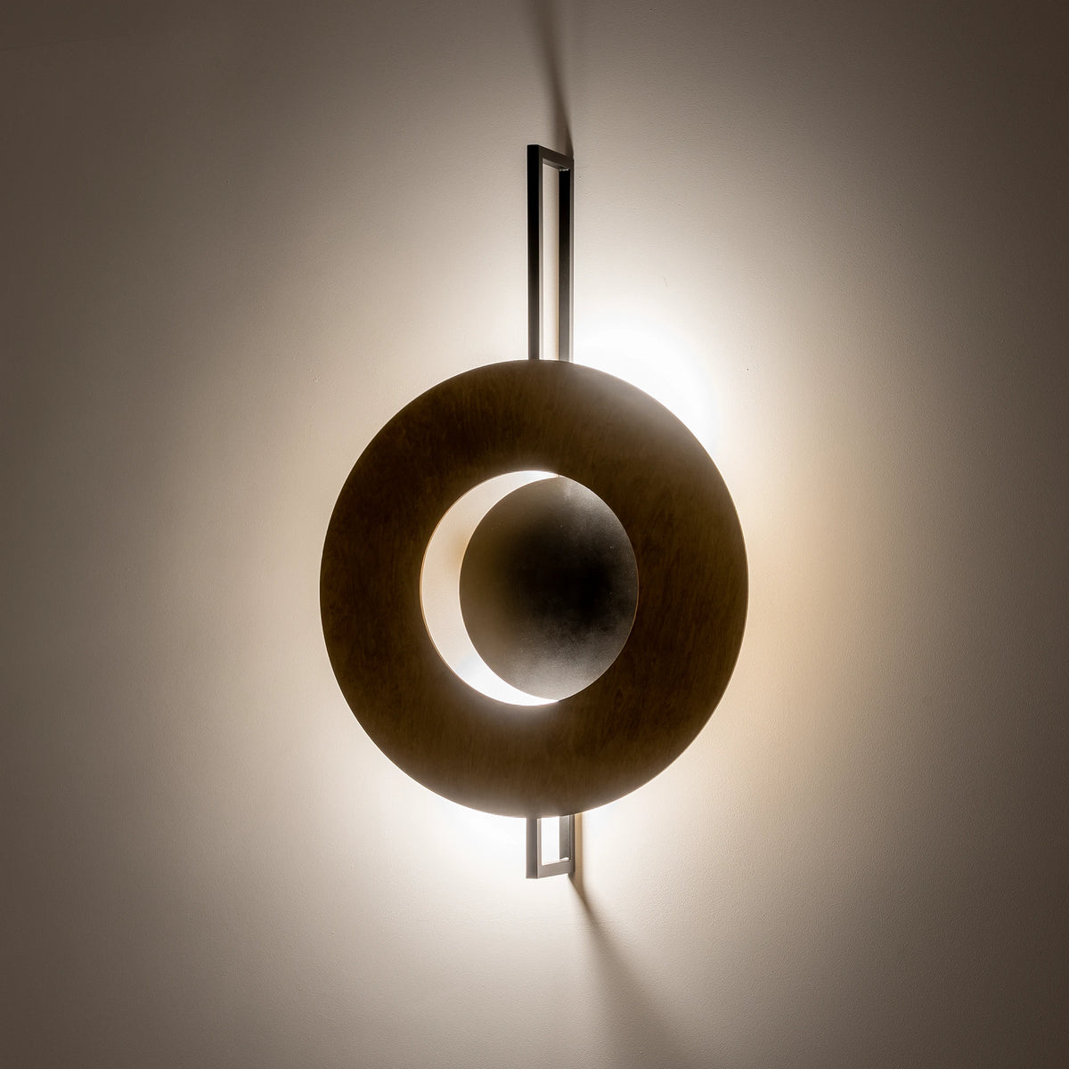 Nowodvorski Kinkiet SUNSET A 12W only LED 50/60Hz - Sklejka - Ciemne drewno 7653 - lampa włączona