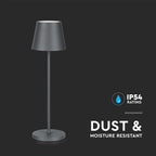 2W Lampka nocna LED zasilana bateryjnie / Ściemnianie przez dotyk / Barwa: 3000K / Obudowa: Szara