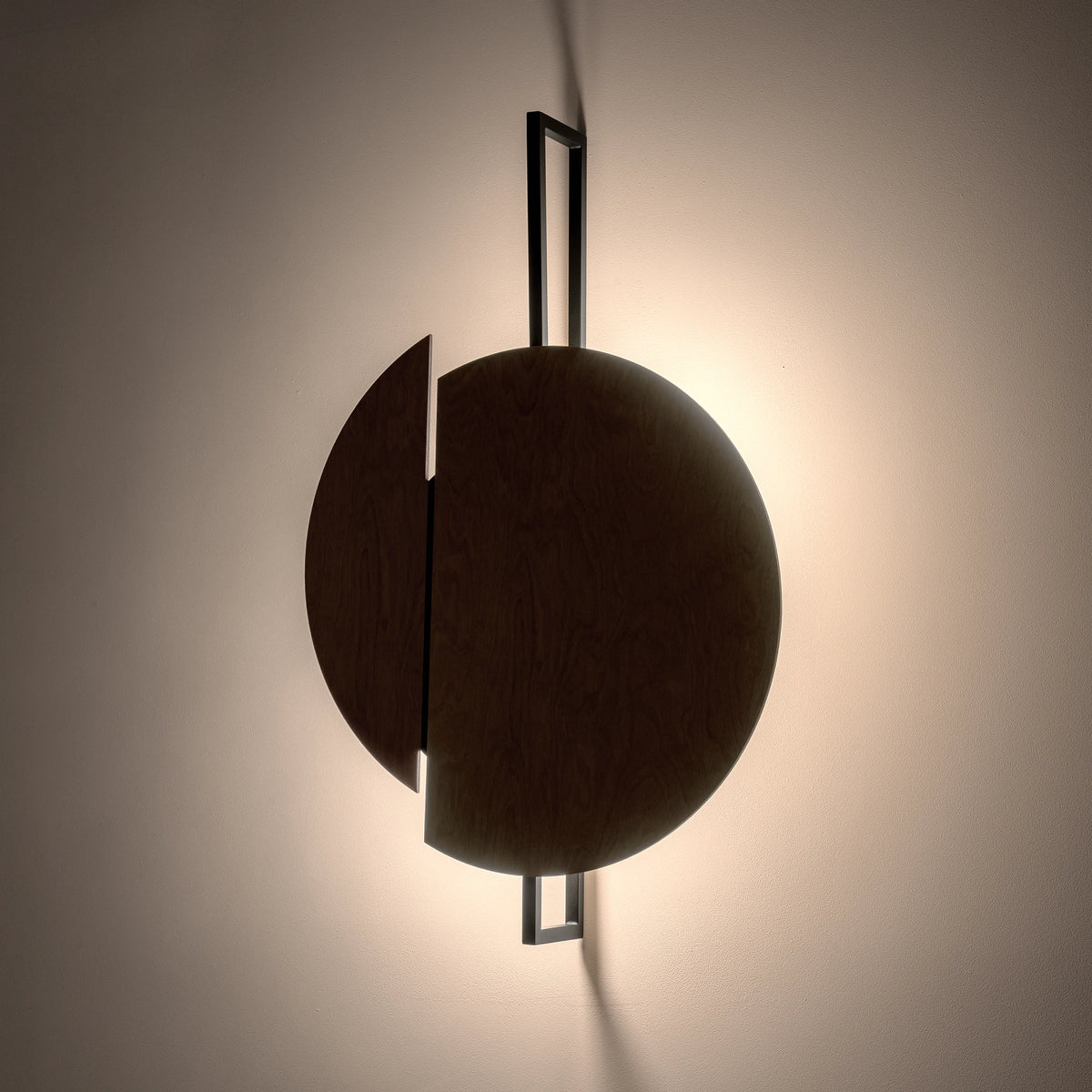 Nowodvorski Kinkiet SUNSET C 12W only LED 50/60Hz - Sklejka - Ciemne drewno 7654 - lampa włączona