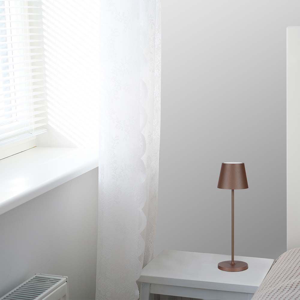 2W Lampka nocna LED zasilana bateryjnie / Ściemnianie przez dotyk / Barwa: 3000K / Obudowa: Brązowy