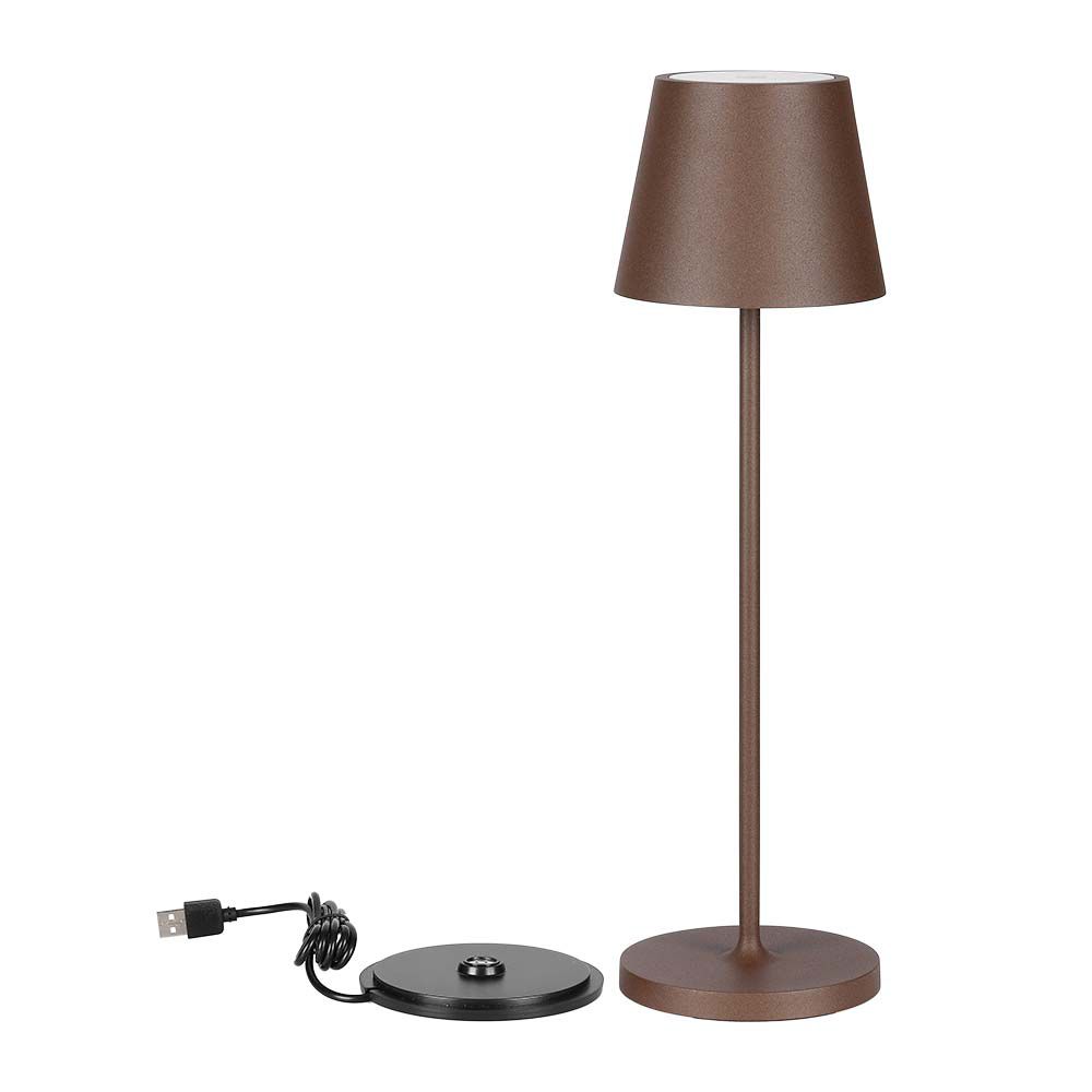 2W Lampka nocna LED zasilana bateryjnie / Ściemnianie przez dotyk / Barwa: 3000K / Obudowa: Brązowy