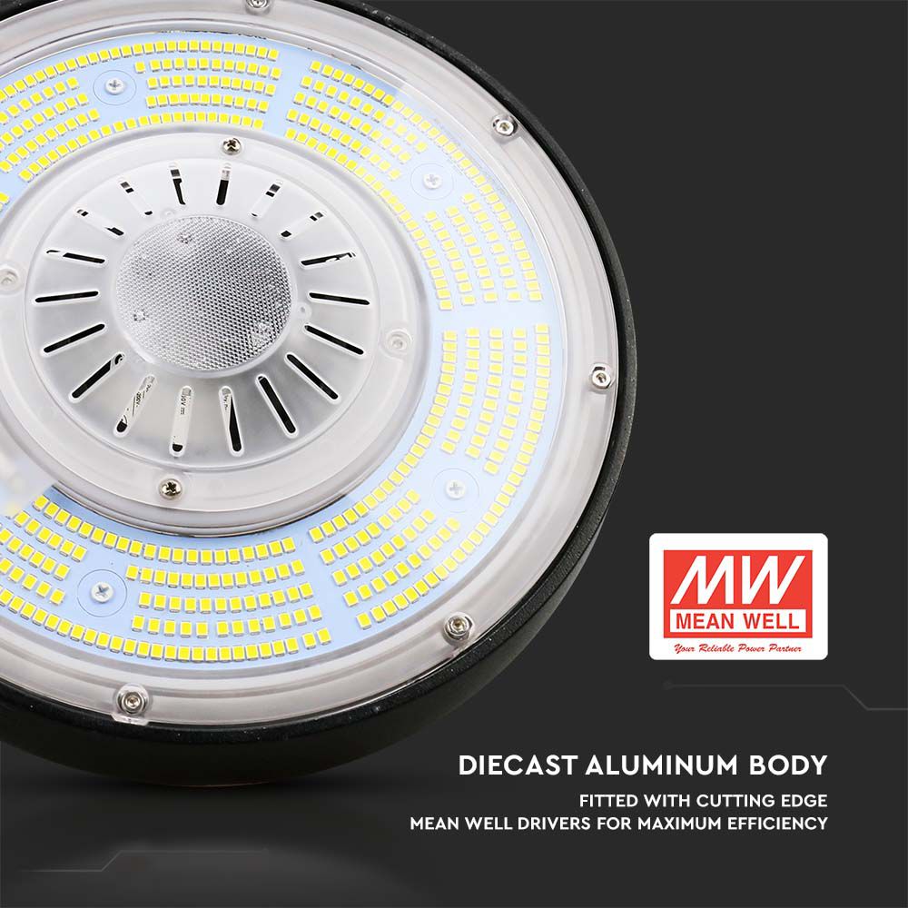 100W Oprawa Highbay LED ( Zasilacz MEANWELL ) / Ściemniana /Barwa:4000K/ Obudowa: Czarna / Skuteczność 200lm/W
