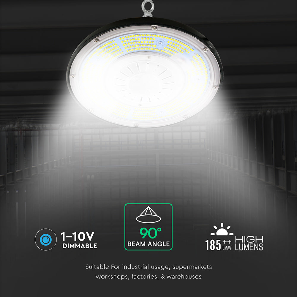 200W Oprawa Highbay LED ( Zasilacz MEANWELL ) / Ściemniana /Barwa:6500K/ Obudowa: Czarna / Skuteczność 200lm/W