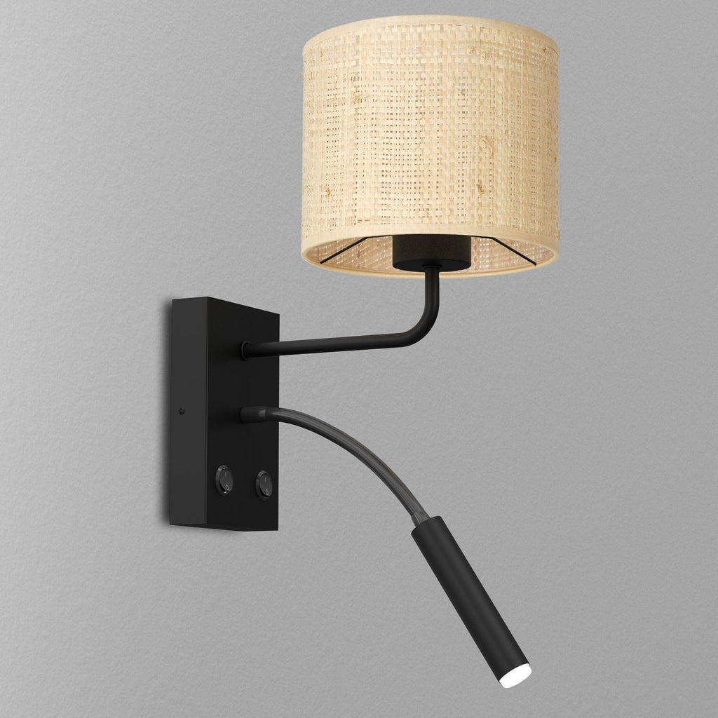 kinkiet G9+E27 Rattan cylinder shade dia 180, h 150 1xG9+1xE27