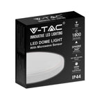 18W Plafon LED z mikrofalowym czujnikiem ruchu / Średnica: 225mm / Barwa:4000K / Klosz: Okrągły mleczny biała ramka / IP44