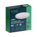 24W Plafon LED z mikrofalowym czujnikiem ruchu / SAMSUNG / Średnica: 295mm / Barwa:6500K / Klosz: Okrągły mleczny biała ramka / IP44