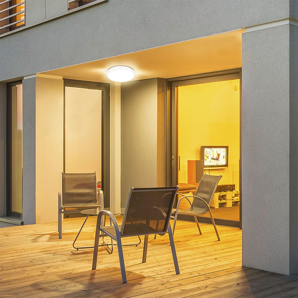 24W Plafon LED z mikrofalowym czujnikiem ruchu / Średnica: 295mm / Barwa:3000K / Klosz: Okrągły mleczny biała ramka / IP44