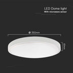 24W Plafon LED z mikrofalowym czujnikiem ruchu / Średnica: 295mm / Barwa:4000K / Klosz: Okrągły mleczny biała ramka / IP44