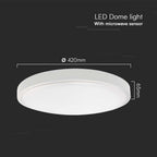 36W Plafon LED z mikrofalowym czujnikiem ruchu / Średnica: 350mm / Barwa:4000K / Klosz: Okrągły mleczny biała ramka / IP44