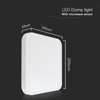 18W Plafon LED z mikrofalowym czujnikiem ruchu / SAMSUNG / Średnica: 225mm / Barwa:4000K / Klosz: Kwadratowy mleczny biała ramka / IP44
