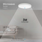 18W Plafon LED z mikrofalowym czujnikiem ruchu / Średnica: 225mm / Barwa:4000K / Klosz: Kwadratowy mleczny biała ramka / IP44