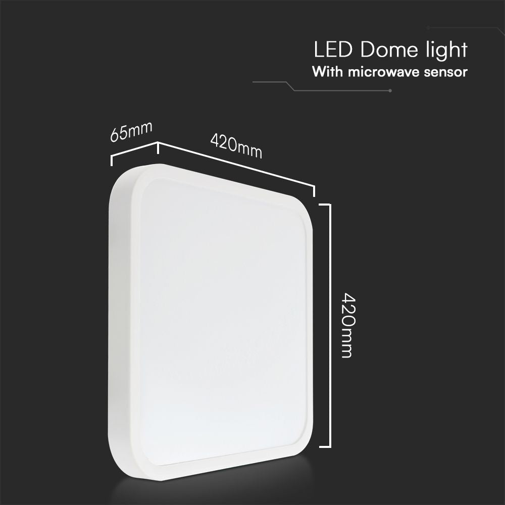 36W Plafon LED z mikrofalowym czujnikiem ruchu / SAMSUNG / Średnica: 350mm / Barwa:4000K / Klosz: Kwadratowy mleczny biała ramka / IP44