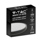 18W Plafon LED z mikrofalowym czujnikiem ruchu / Średnica: 225mm / Barwa:4000K / Klosz: Okrągły mleczny czarna ramka / IP44