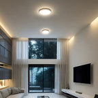 18W Plafon LED z mikrofalowym czujnikiem ruchu / SAMSUNG / Średnica: 225mm / Barwa:4000K / Klosz: Okrągły mleczny czarna ramka / IP44