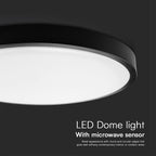 18W Plafon LED z mikrofalowym czujnikiem ruchu / SAMSUNG / Średnica: 225mm / Barwa:4000K / Klosz: Okrągły mleczny czarna ramka / IP44