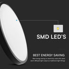 18W Plafon LED z mikrofalowym czujnikiem ruchu / SAMSUNG / Średnica: 225mm / Barwa:4000K / Klosz: Okrągły mleczny czarna ramka / IP44